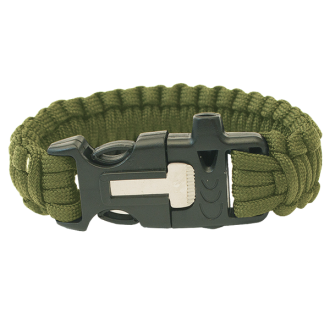 HIGHLANDER Bransoletka Paracord - trójząb, gwizdek, krzemień oliwkowy