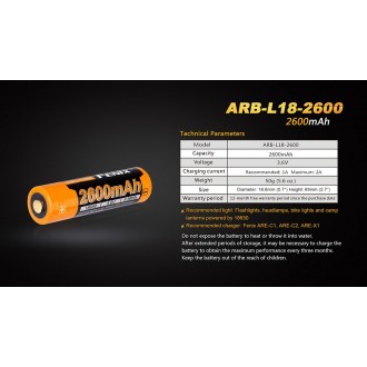 Zamienny akumulator Fenix 18650 2600 mAh (Li-Ion)