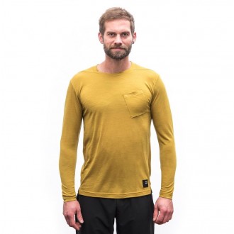 Koszulka Sensor MERINO AIR TRAVELLER, długi rękaw, musztardowa
